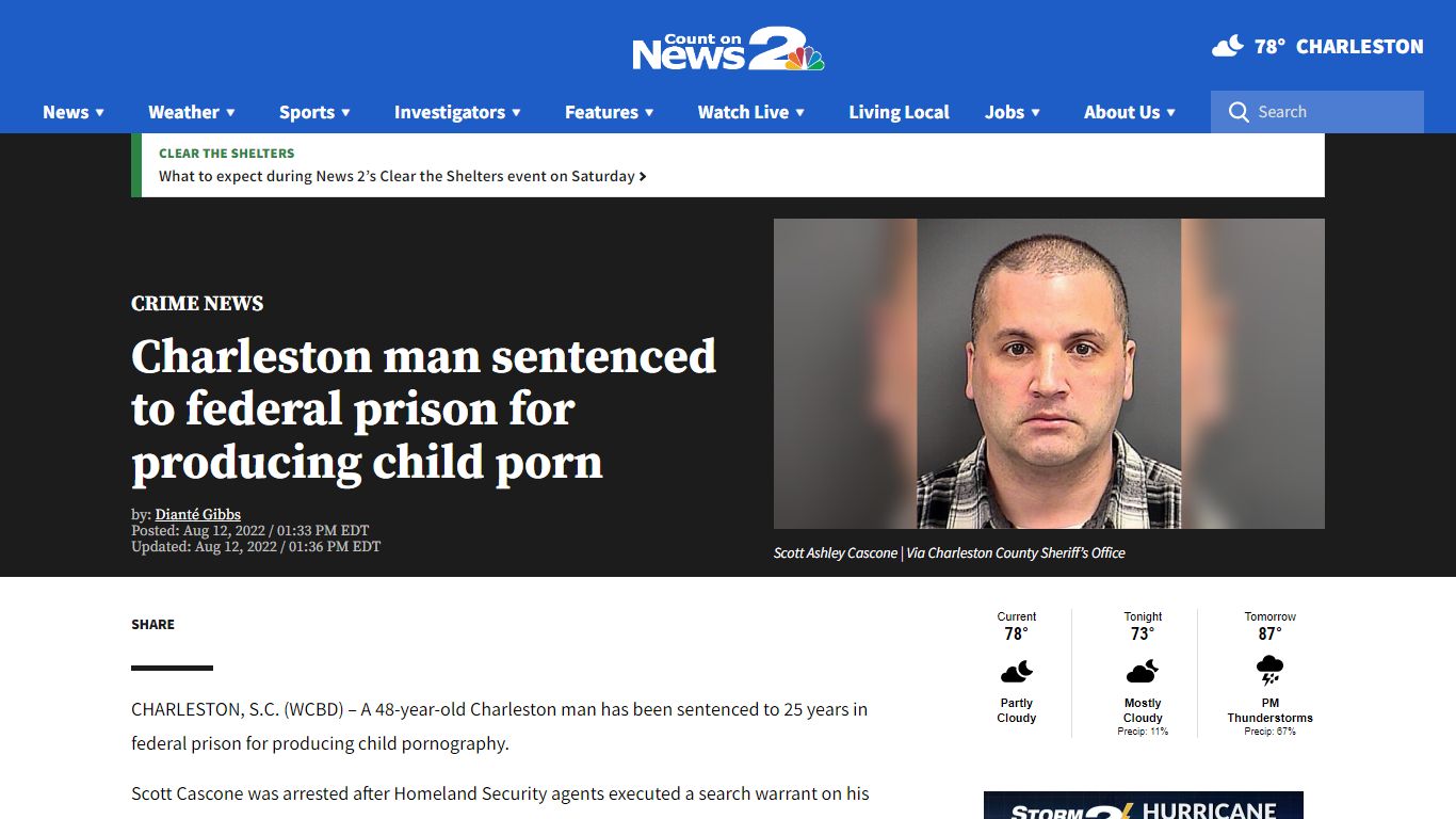 Charleston man sentenced to federal prison for producing child porn ...